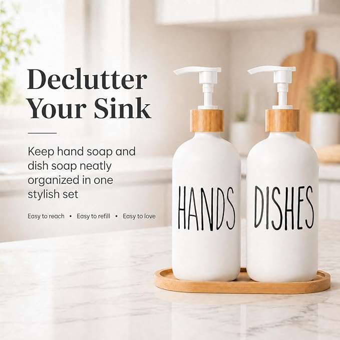 Dish Soap Dispenser for Kitchen Sink.Glass Hand Soap Dispenser, Modern - Image 3