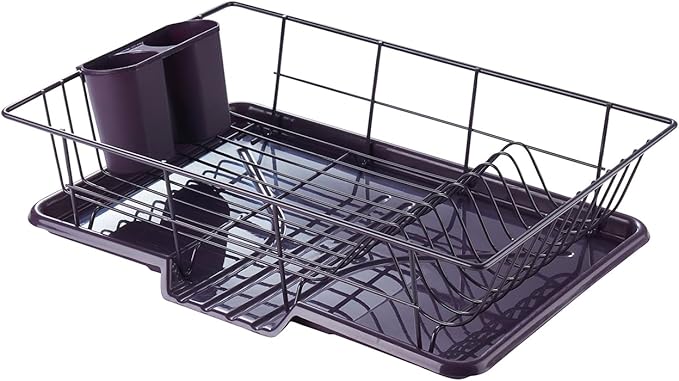 Space-Saving 3-Piece Dish Drainer Rack Set: Efficient Kitchen Organizer by SweetHomeCollection