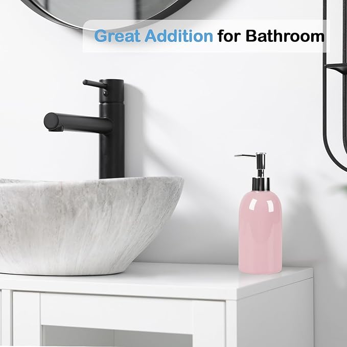 Natheeph 14OZ Ceramic Soap Dispenser Ceramic Soap Pump Dispenser Can Fill Liquid - Image 5