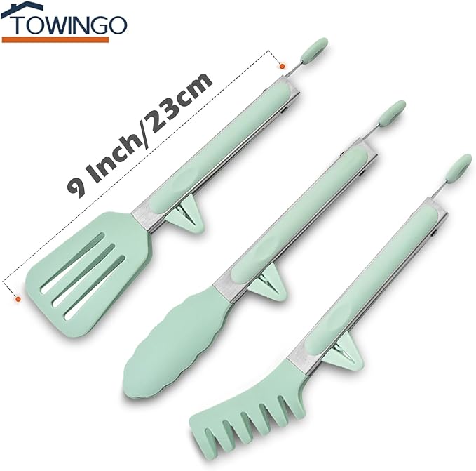 Kitchen Tongs for Cooking, 9 Inch Small Silicone Tongs, Food Grade Mini Serving - Image 5