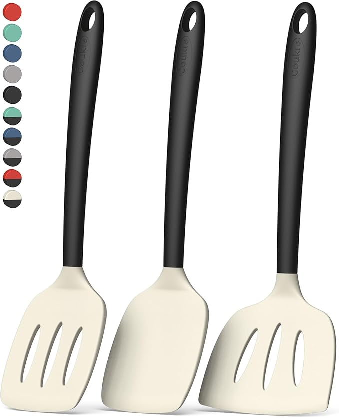 Coukre 3 Pack Silicone Spatula Set, High Heat Resistant, Fish Spatula, Solid & by Coukre