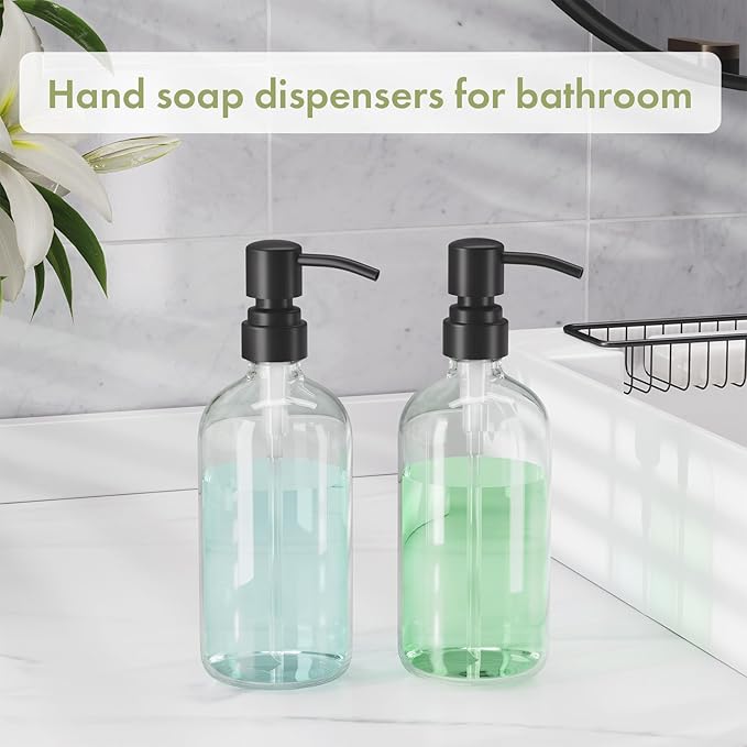 AmazerBath Soap Dispenser, 2 Pack Glass Soap Dispenser - Image 6