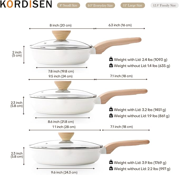 Kordisen Ceramic Nonstick Frying Pan Skillet Set - Image 7