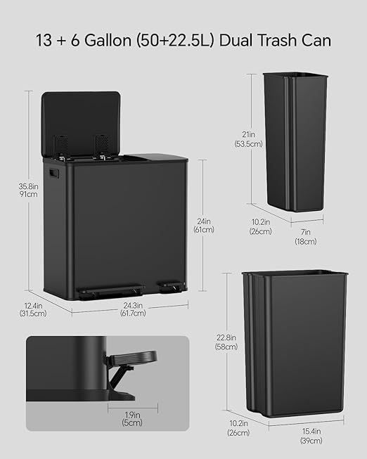 Lovewind Dual Trash and Recycling Bins - Image 2