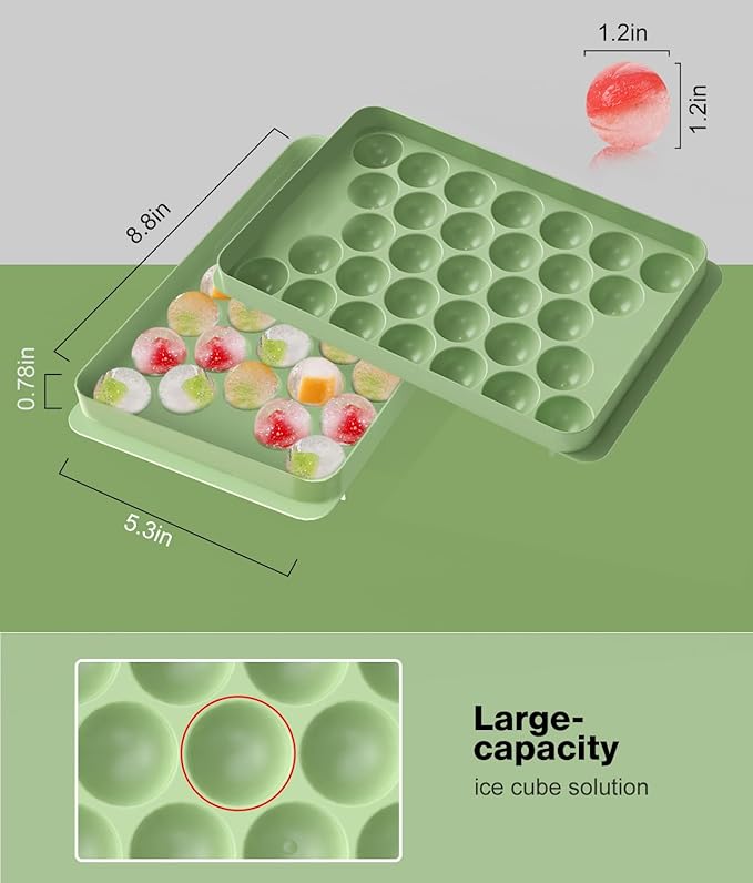 Ice Cube Tray with Lid and Bin, Ice Tray, 62 Round Ice Trays - Image 4