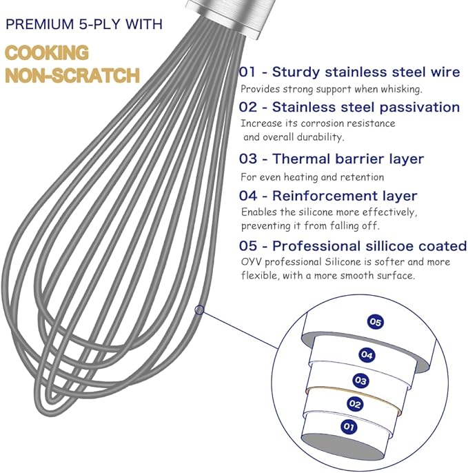 OYV Grey Silicone Whisk, Professional Whisks - Image 3