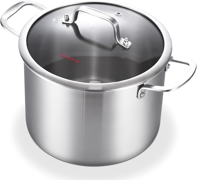 DELARLO Tri-Ply Stainless Steel 8 Quart Stock Pot, Heavy-Duty, All Stove by DELARLOCOOKWARE