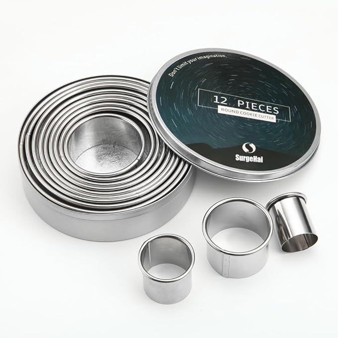 12 Piece Round Cookie Cutters Set, Donut Cutter Set, Stainless Steel Circle by SurgeHai