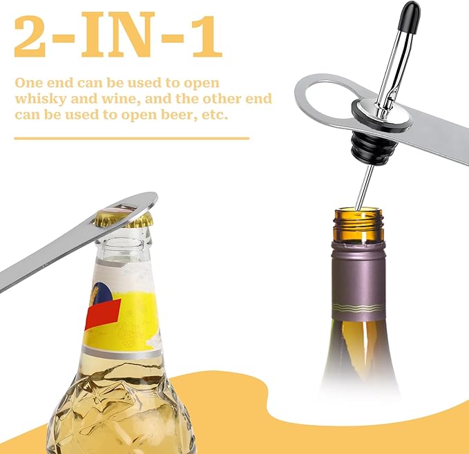 2 Pcs V Rod Bottle Opener Bartender, Pour Spout Removers Double Ended Flat - Image 5