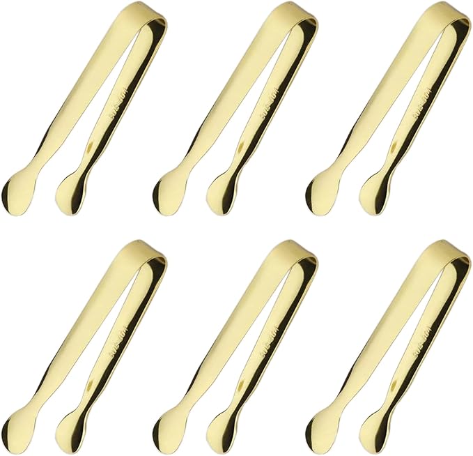 6PCS Ice Tongs Mini Sugar Tongs 4.25Inch Stainless Steel Small Serving Tongs by Sunenlyst