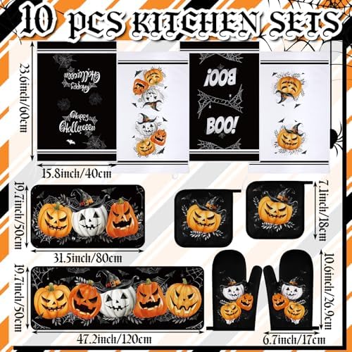 Fanfanwin 10 Pcs Halloween Kitchen Decor Accessories Set Gothic Pumpkin