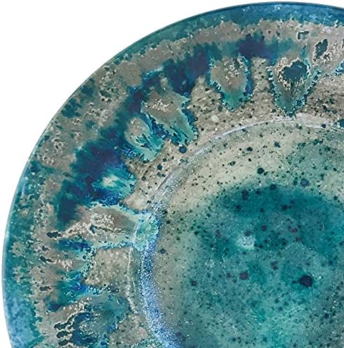 Radiance Teal 12pc Melamine Dinnerware Set – Service for 4 Plates and Bowls Set, Outdoor Dinnerware, Coastal Dishes, Unbreakable, Dishwasher Safe, Heavyweight Melamine, Rustic Look