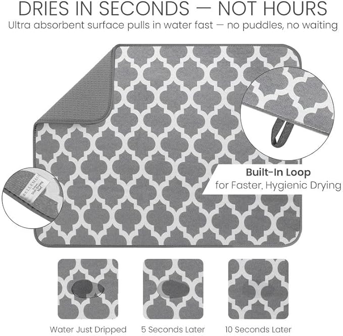 Bellemain XL Dish Mat 24" x 17" Microfiber Dish Drying Mat, Super absorbent - Image 3