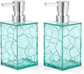 2 Pack Clear Teal Blue Rust Proof Soap Dispenser, Acrylic Plastic Hand Soap by KellyHome