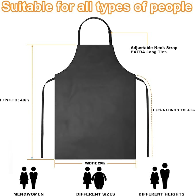 Gotega 3 Pack Waterproof Rubber Vinyl Apron Adjustable Bib Apron - Image 3