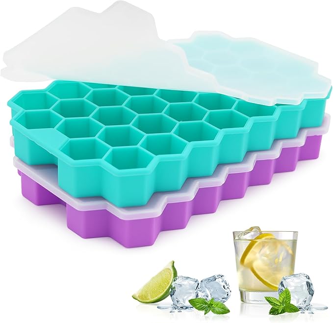 Azyh Ice Cube Trays for Freezer, 2 Pack Ice Cube Tray by WeWishYouAMerryChristmas