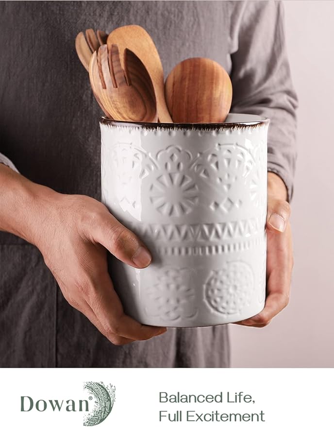 DOWAN 7.2" Kitchen Utensil Holder, Extra Large Farmhouse Utensil Holders - Image 2