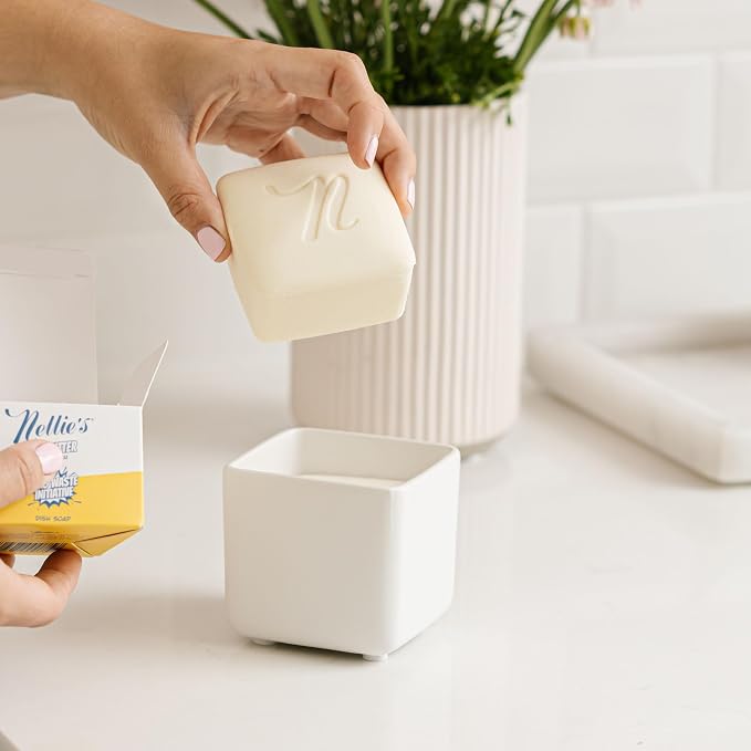 Nellie's Dish Butter Refill - Semi-Solid Zero-Waste Dish Soap Block Alternative - Light Spruce Scent - Easy Refill for Dish Butter Container - (1 Pack) | Phosphate-Free & Septic-Safe, Fits Nellie's Dish Butter Ceramic Container, Made in Canada