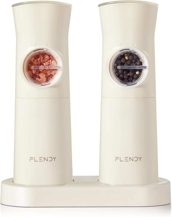 Flendy Gravity Electric Salt and Pepper Grinder Set Rechargeable, Automatic by Flendy