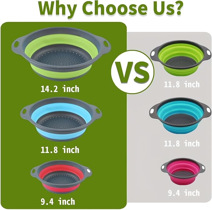 Silicone Colander Collapsible Strainers Set - Image 2