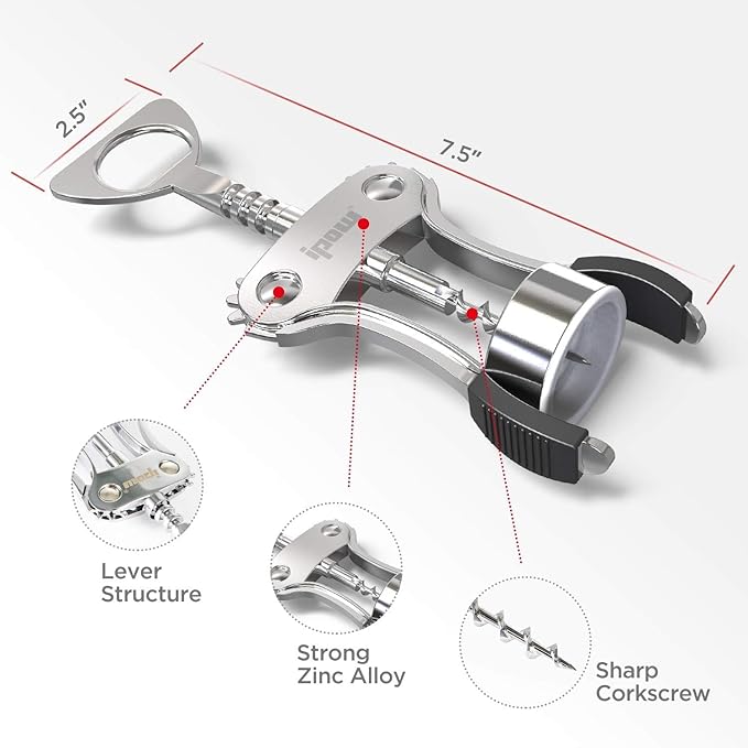 IPOW Wine Opener, Zinc Alloy Wine Bottle Opener, Wing Corkscrew Heavy Duty - Image 9