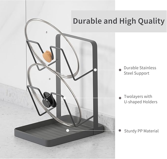 Kitchen Pot Lid Storage Rack, Stainless Steel Pot Lid Holder while Cooking - Image 4