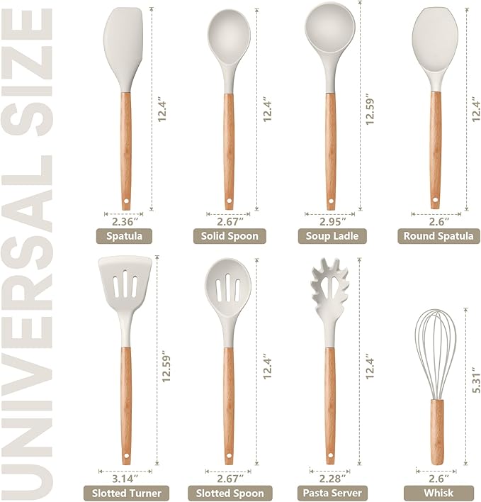 P&P CHEF Silicone Cooking Utensils Set, 8-Piece Kitchen Cooking Utensil - Image 2