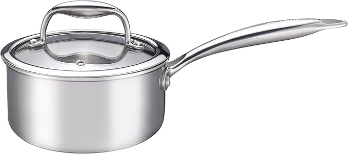 1-Quart Saucepan with Lid, Tri-Ply Stainless Steel Pot with Stay-Cool Handle & by Unknown