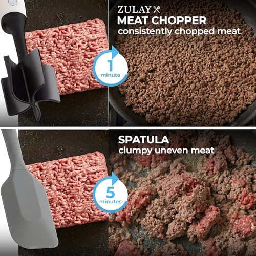 Zulay Kitchen Ground Beef Chopper Tool – 5-Blade Nylon Meat Chopper for Ground Beef, Non-Toxic Food Safe Meat Masher & Breaker, Heat Resistant to 180°C, Dishwasher Safe – Cream