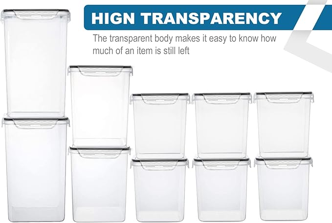 VERONES Large Tall Airtight Food Storage Containers, 10 PACK Plastic Airtight - Image 3