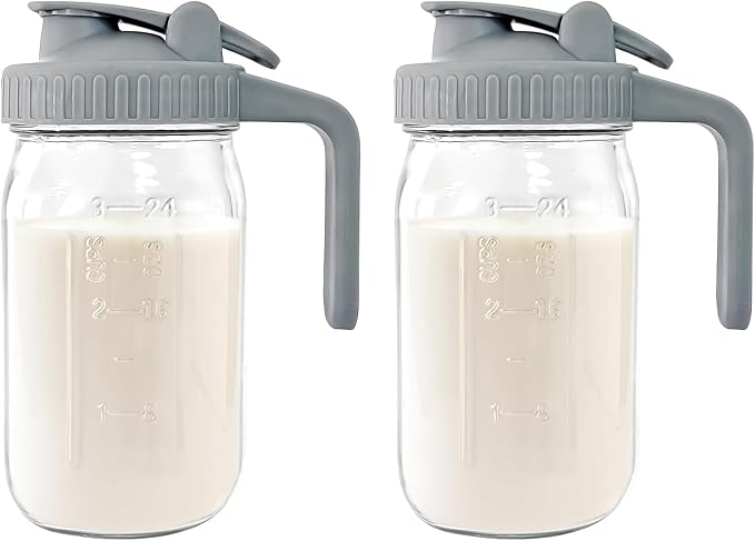 Breast Milk Pitcher - 32 oz Glass Mason Jar by Junvpic