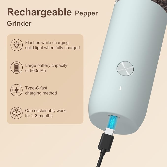 Ultrean Pepper Grinder, Rechargeable Salt and Pepper Grinder - Image 4