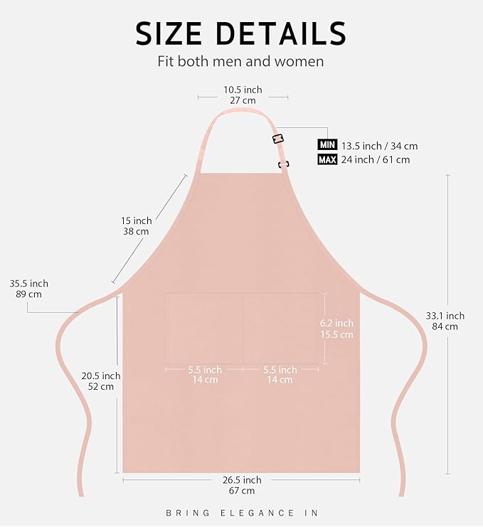 Syntus Apron for Men Women, Adjustable Cooking Kitchen Chef Aprons - Image 2