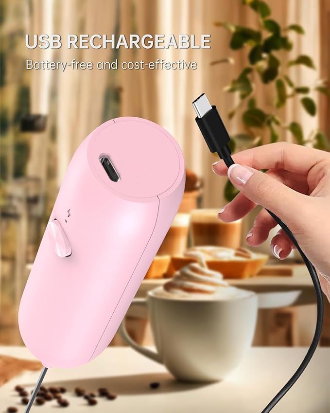 CIRCLE JOY Milk Frother Handheld Rechargeable Milk Foamer Electric Mini Drink - Image 3