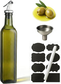 WERTIOO Green Olive Oil Dispenser Bottle, 17oz Glass Oil and Vinegar Dispenser by WERTIOO