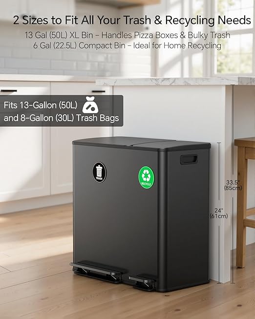 Lovewind Dual Trash and Recycling Bins - Image 3