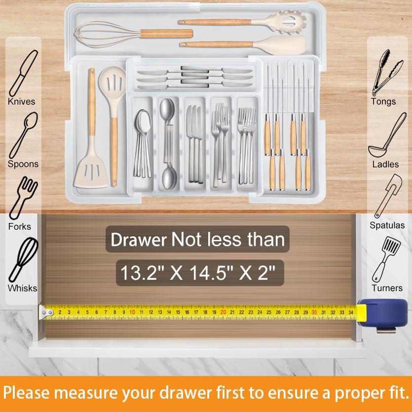 Silverware Organizer for Kitchen Drawer Expandable Utensil Drawer Organizer