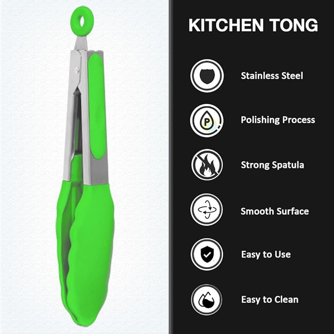 Small Silicone Serving Tongs Set of 3, Mini Tongs - Image 3