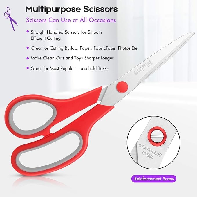 Scissors Bulk Set of 100-Pack, Niutop 8" Multipurpose Sharp Sewing Craft Fabric - Image 3