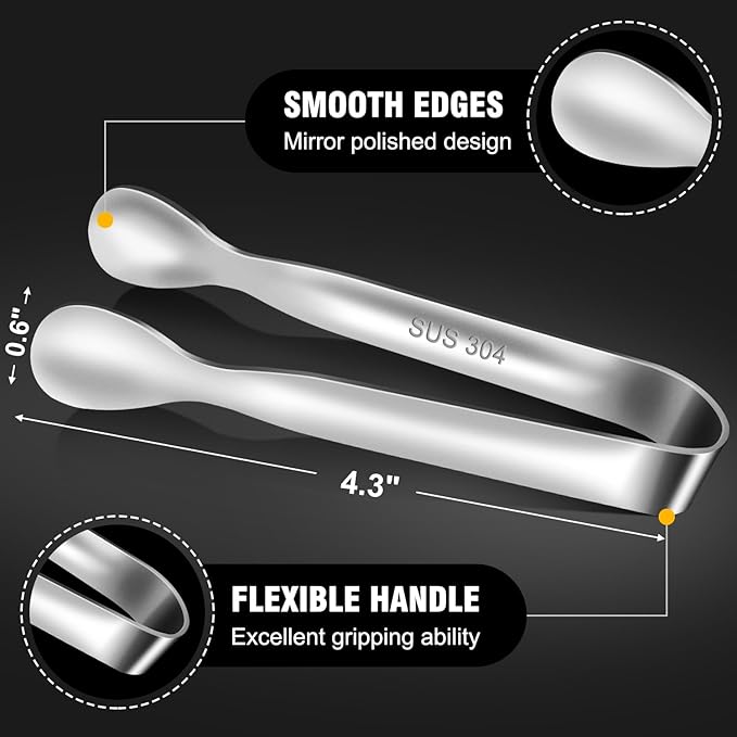 Eddeas Mini Tongs For Serving Food，Set fo 12 Small Tongs For Appetizers，Small - Image 5