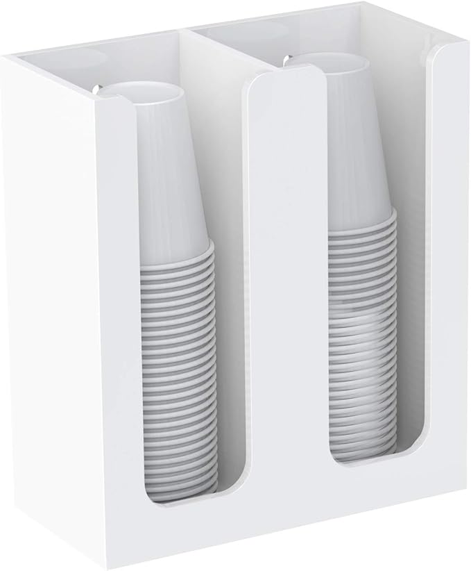 Richboom Acrylic Coffee Cup and Lid Storage Organizer Holder, 2 Compartments - Image 2
