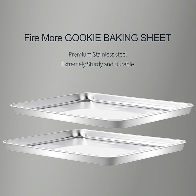 Stainless Steel Baking Sheet Set of 2-16" x 12" x 1" Heavy Duty Cookie Sheets - Image 4
