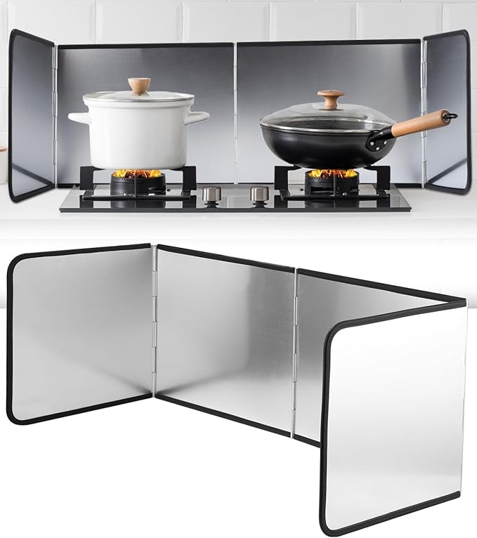 4 Sided Splatter Guard Foldable Stainless Steel Stove Splash Guard 11.8″ Height by Unknown
