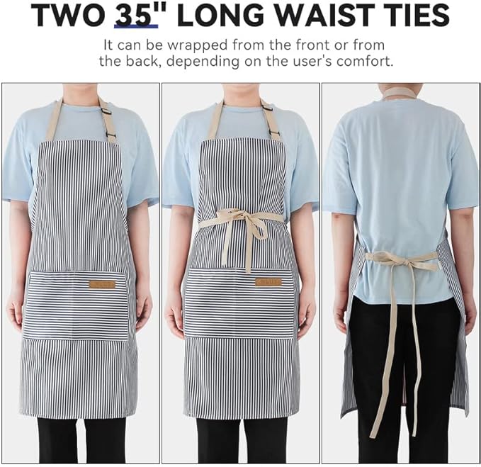 NLUS 2 Pack Kitchen Cooking Aprons, Adjustable Bib Soft Chef Apron - Image 5