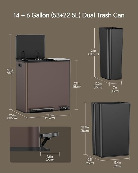 Lovewind Dual Trash and Recycling Bins - Image 2