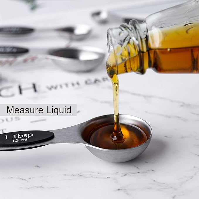 Magnetic Measuring Spoons Set of 7 Stainless Steel Dual Sided Teaspoon - Image 3