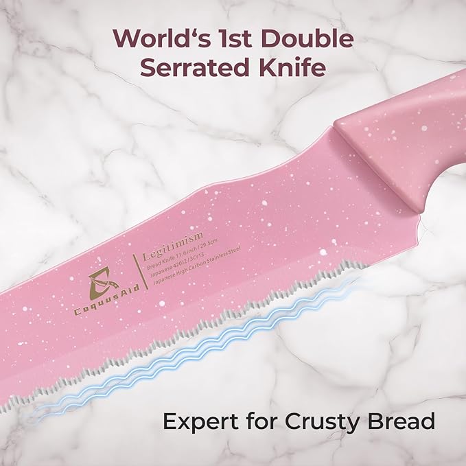 CoquusAid Upgrade Bread Knife for Homemade Bread, World‘s 1st Double Serrated - Image 2