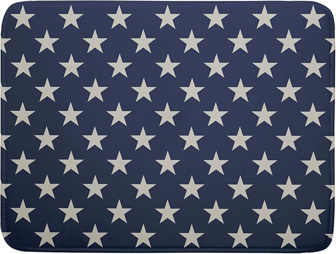 Patriotic July of 4th Blue Star Dish Drying Mat by Aytipun