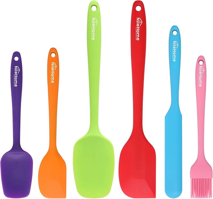 NileHome Silicone Spatula Set, 6 Pieces Food Grade Kitchen Utensils by NileHome