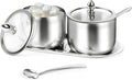 holoith 2 Pack Coffee and Sugar Dispenser - 10 oz Sugar Bowl with Glass Lid and by Holoith